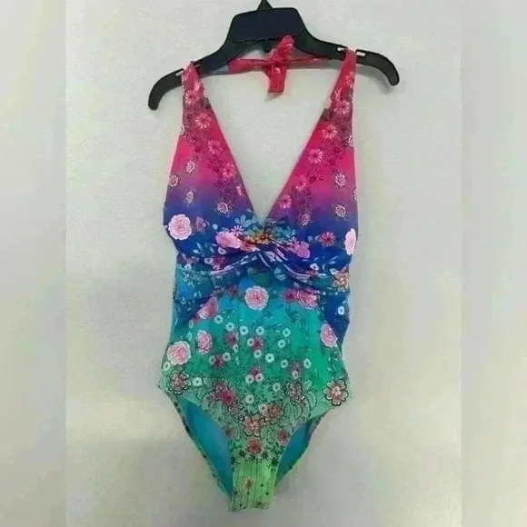 NWT Johnny Was Rainbow Color Blast Twist Keyhole
One Pc Swimsuit Sz M - Picture 3 of 12